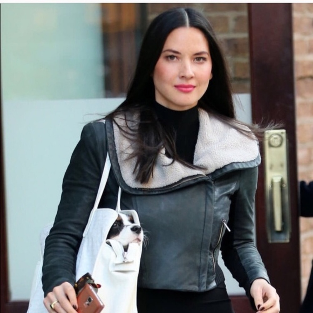BCBG genuine Leather & Shearling 'Viggo' Moto Jacket - M